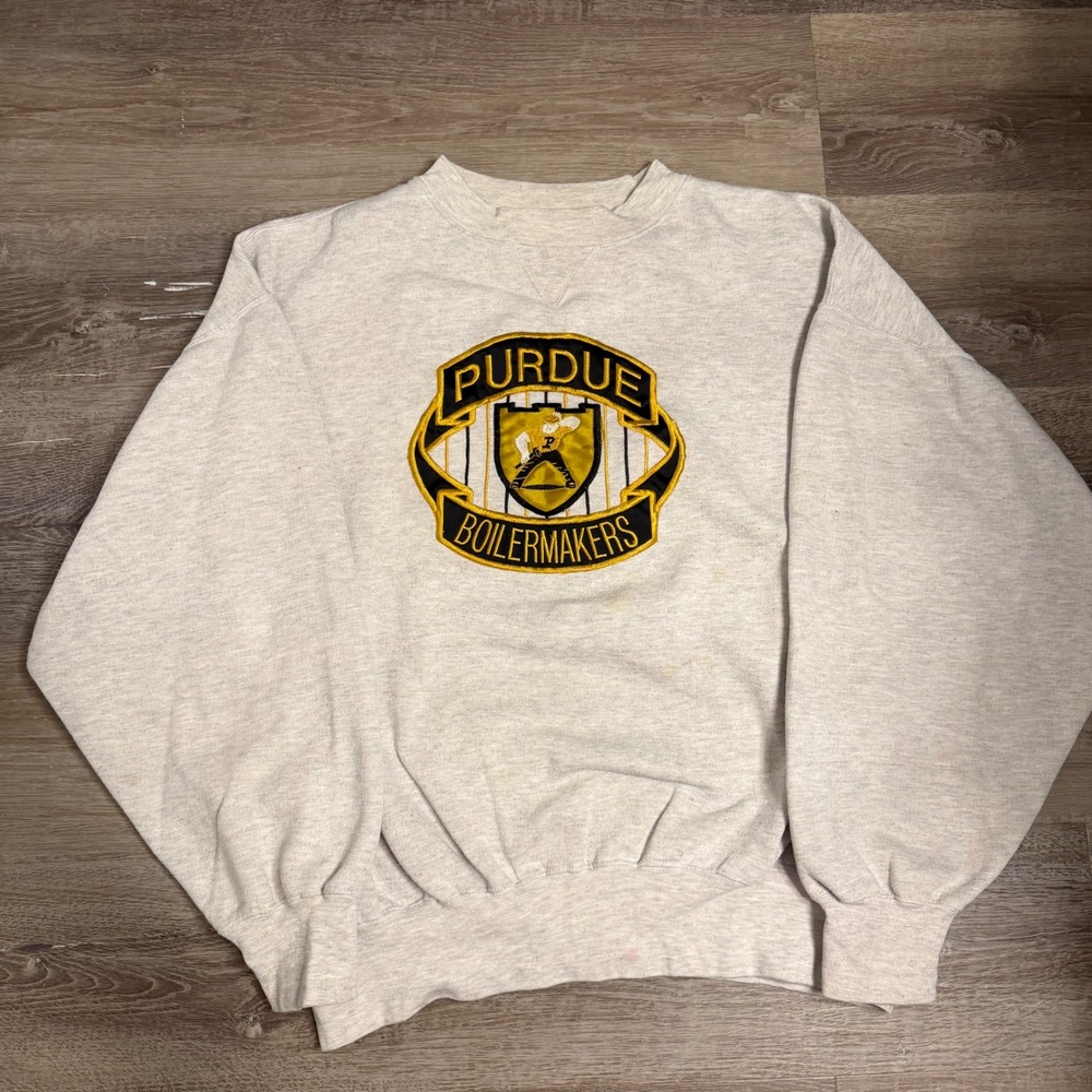 Vintage Purdue Boilermakers Sweatshirt Midwest Embroidery Gray XL NCAA 90s